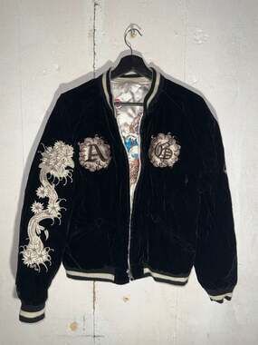 Vintage A&G Amal Guessous Reversible Velveteen Sukajan Souvenir Jacket Dragon Ta